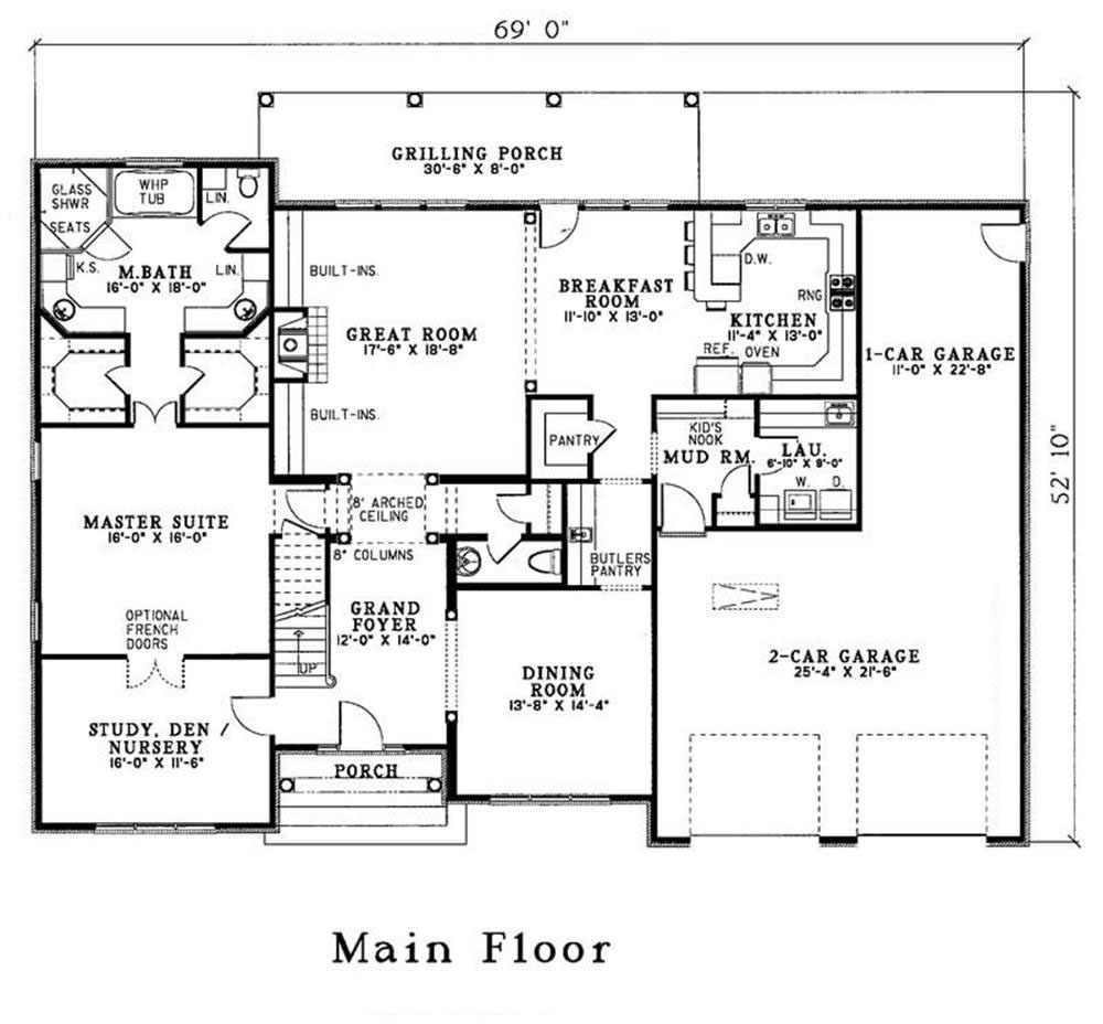 Floor Plan First Story of Country Plan #153-1416
